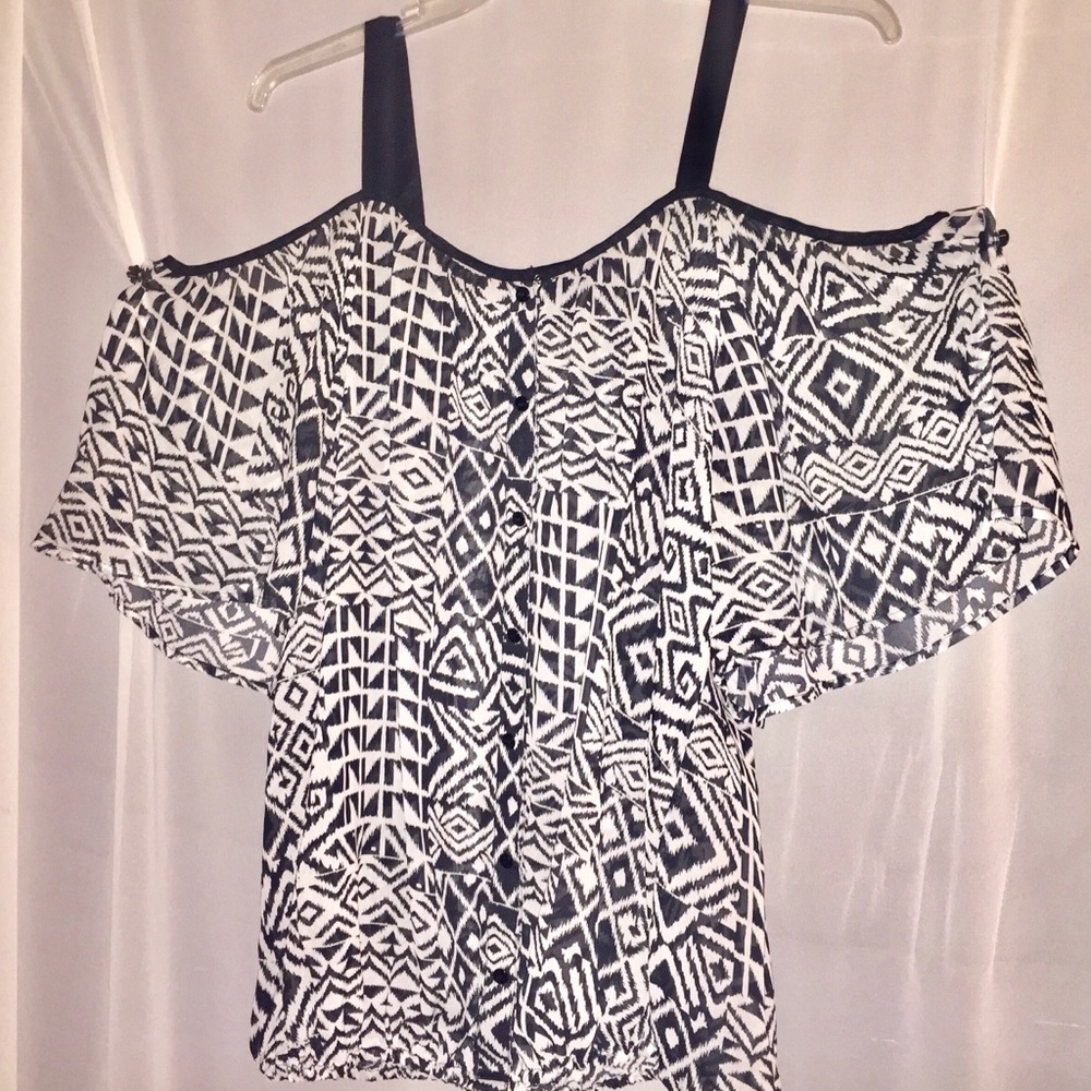 Cold shoulder sheer blouse